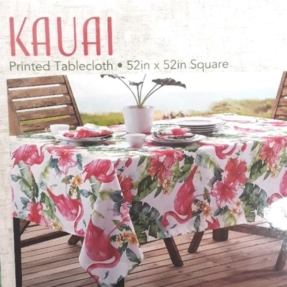 Kauai Flamingo Tablecloth, Square - Picture 1 of 8